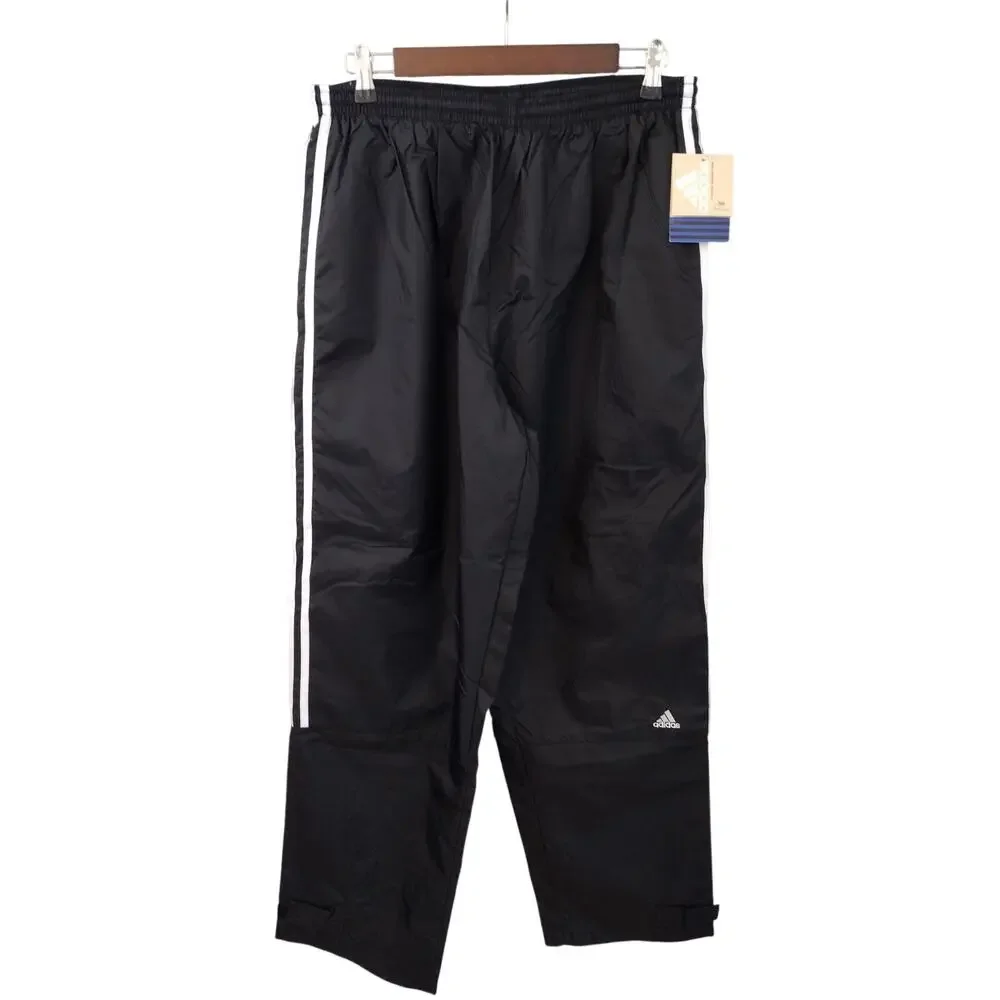 Adidas Vintage 1998 NEW DEADSTOCK Black 3-Stripe Nylon Swish Track Pants Mens XL